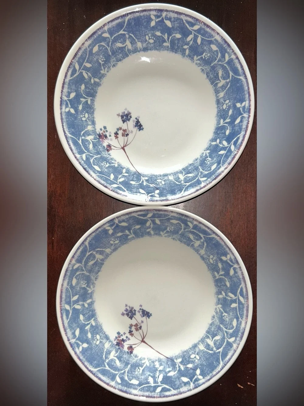 (2) Blueberry Spray by Pier1  Soup Bowls England 8”